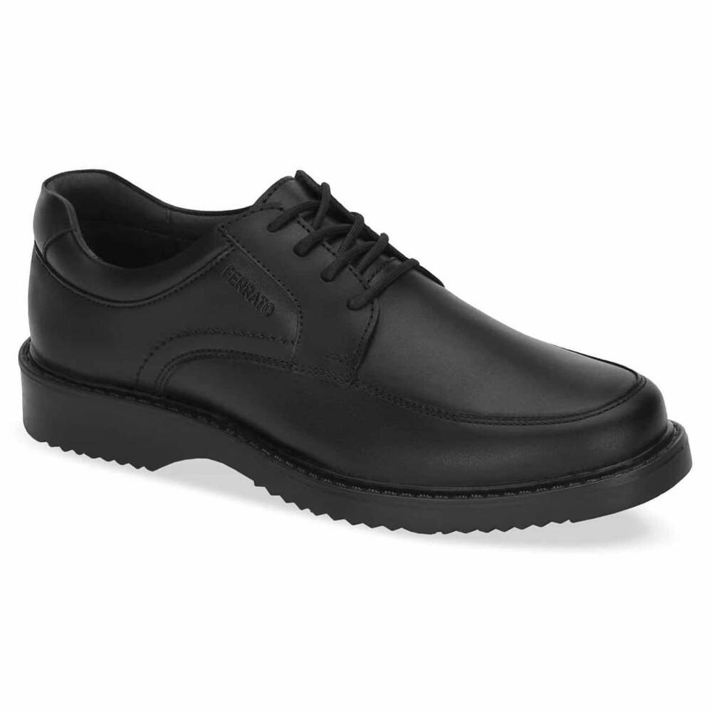 NEW FERRATO men's leather lace-up oxford dress shoes in black